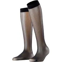 Falke Net Damen Kniestrümpfe, 35-38, Schwarz, Netz