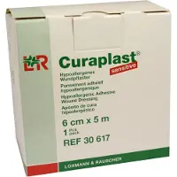 Lohmann & Rauscher Curaplast sensitive Wundschnellverband, 5 m Rolle, Klebende Wundauflage passt sich den Körperkonturen an, 1 Rolle, Maße: 5 m x 6 cm