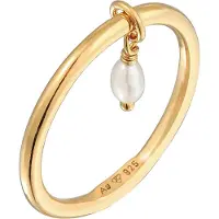 Elli Perlenring "Ring Bandring Stapelring Perle Basic 925 Ring" Gr. 52, gold, Fingerringe, Damen, 52, Silber 925 (Sterlingsilber), Perlenring