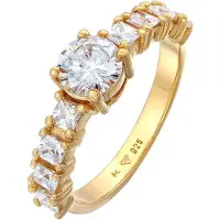 Elli Silberring "Ring Zirkonia Verlobung Eternity 925 Silber" Gr. 54, gold, Fingerringe, Damen, 54, Silber 925 (Sterlingsilber), Silberring