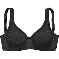 Nuance Minimizer-BH , Damen, Gr. 75, Cup F, schwarz, Spitze, Obermaterial: 83% Polyamid, 17% Elasthan, BHs Minimizer-BH, mit Bügel und breiten Trägern, aus festem Jacquardmaterial