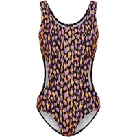 LASCANA Badeanzug , Damen, Gr. 46, Cup A/B, schwarz (schwarz bedruckt), Recycling-Polyamid, bedruckt, gepunktet, Badeanzüge Badeanzug, mit Cut-Outs an den Seiten