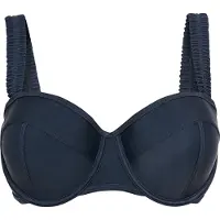 LASCANA Bügel-Bikini-Top "Gina", Damen, Gr. 38, Cup E, blau (nachtblau), Recycling-Polyamid, unifarben, Bikini-Oberteile Bügel-Bikini-Top, mit gerafften Trägern