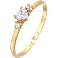 Elli Silberring "Ring Herz Zirkonia Liebe Verlobung 925 Silber" Gr. 58, gold, Fingerringe, Damen, 58, Silber 925 (Sterlingsilber), Silberring