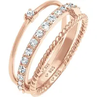 Elli Ring-Set "Ring Ringset (3 tlg) 925 Silber, mit Kristallen von Swarovski" Gr. 64, rosa, Fingerringe, Damen, 64, Silber 925 (Sterlingsilber), Ring-Set