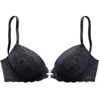 LASCANA Push-up-BH , Damen, Gr. 80, Cup C, schwarz, Microtouch, Obermaterial: 60% Polyamid, 35% Polyester, 5% Elasthan, BHs Push-up-BH, mit sexy Bänderoptik vorn, Dessous