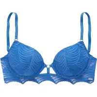 LASCANA Push-up-BH "Marla", Damen, Gr. 80, Cup C, blau, Spitze, Obermaterial: 51% Polyamid, 44% Polyester, 5% Elasthan, BHs Push-up-BH, mit integrierten Kissen und modischer Spitze, Dessous