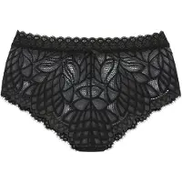 LASCANA Slip "Cara", Damen, Gr. 44/46, schwarz, Spitze, Obermaterial: 87% Polyamid, 13% Elasthan, körpernah, Unterhosen Slip, aus dezent transparenter Spitze, anteilig aus recyceltem Material