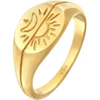 Elli Silberring "Ring Sonne Mond 925 Silber" Gr. 52, gold, Fingerringe, Damen, 52, Silber 925 (Sterlingsilber), Silberring