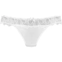 LASCANA Tanga , Damen, Gr. 44/46, beige (champagne), Spitze, Obermaterial: 47% Polyamid, 47% Polyester, 6% Elasthan, Unterhosen Tanga, mit feiner Zierschleife und hübschem Glitzeraccessoire