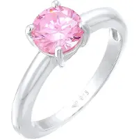 Elli Silberring "Ring Solitär Klassisch Zirkonia Verlobung 925 Silber" Gr. 54, pink, Fingerringe, Damen, 54, Silber 925 (Sterlingsilber), Silberring