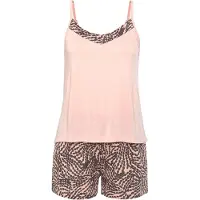 LASCANA Shorty , Damen, Gr. 40/42, rosa (rosa anthrazit bedruckt), Single Jersey, Obermaterial: 100% Viskose, A-Linie kurz, V-Ausschnitt, Homewear-Sets Shorty, mit gemusterten Details
