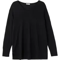 Sheego V-Ausschnitt-Pullover "V-Ausschnitt-Pullover", Damen, Gr. 52/54, schwarz, 60% Viskose, 40% Polyester, unifarben, Pullover V-Ausschnitt-Pullover