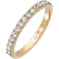 Elli Silberring "Ring Bandring Memoire 925 Silber, mit Kristallen von Swarovski" Gr. 54, gold, Fingerringe, Damen, 54, Silber 925 (Sterlingsilber), Silberring