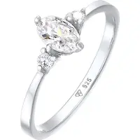 Elli Silberring "Ring Zirkonia Oval Verlobung 925 Silber" Gr. 54, silber, Fingerringe, Damen, 54, Silber 925 (Sterlingsilber), Silberring