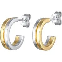 Elli Paar Ohrstecker "Ohrringe Creolen Stecker Damen Modern bicolor" Gr. 14, bunt (zweifarbig), Ohrringe, Damen, 14, Silber 925 (Sterlingsilber), Paar Ohrstecker