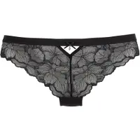 LASCANA Tanga , Damen, Gr. 36/38, Spitze, schwarz, Spitze, Obermaterial: 88% Polyamid, 12% Elasthan, Unterhosen Tanga, mit edlem Accessoire und feinem Bund aus Satin-Material