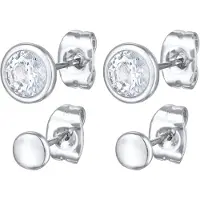 Elli Ohrstecker-Set "Ohrringe 2er-Set Ohrstecker Kristalle Plättchen Farbe Silber" Gr. 6,5, silber, Ohrringe, Damen, 6,5,mit Stein, Messing, Ohrstecker-Set