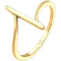 Elli Silberring "Ring Geo Form Geschwungen 925 Sterling Silber" Gr. 52, gold, Fingerringe, Damen, 52, Silber 925 (Sterlingsilber), Silberring