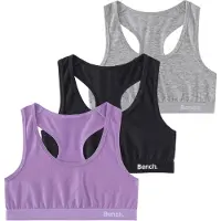Bench Bustier ., Jungen, Gr. 182, N-Gr, 3, lila (lila, schwarz, grau), Jersey, Obermaterial: 92% Baumwolle, 8% Elasthan, unifarben, Basic, körpernah, BHs Bustier, im sportlichen Look mit Ringerrücken