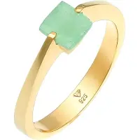 Elli Silberring PREMIUM "Ring Jade Grün Dreieck klassik 925 Silber vergoldet" Gr. 60, gold, Fingerringe, Damen, 60, Silber 925 (Sterlingsilber), Silberring