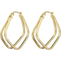 Elli Paar Creolen "Ohrringe Creolen Damen Zweireihig Rechteck 925 Silber" Gr. 32, gold, Ohrringe, Damen, 32, ohne Stein, Silber 925 (Sterlingsilber), Paar Creolen