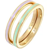 Elli Ring-Set "Ring Bandring Basic Emaille 2er Set 925 Silber" Gr. 54, gold, Fingerringe, Damen, 54, ohne Stein, Silber 925 (Sterlingsilber), Ring-Set