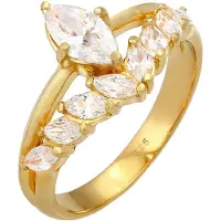 Elli Silberring PREMIUM "Ring Zirkonia Marquise 925 Silber" Gr. 56, gold, Fingerringe, Damen, 56, Silber 925 (Sterlingsilber), Silberring
