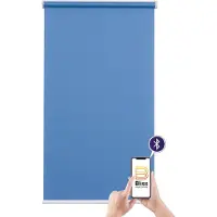 Sunlines Elektrisches Rollo "Mosaik" blickdicht mit Bohren freihängend appgesteuert via Bluetooth, mit Akku und Motor, weißer Fallstab