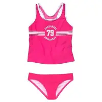 Kangaroos Tankini "Sporty", Jungen, Gr. 170/176, N-Gr, pink, Polyamid, kontrastfarbene Details, unifarben, Bikini-Sets Tankini, mit sportlichem Frontdruck