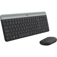 Logitech Slim MK470, Volle Größe (100%), Kabellos, RF Wireless, QWERTY, Graphit, Maus enthalten