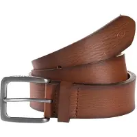 Tom Tailor Ledergürtel "TTSCOTT", Herren, Gr. 85, braun (cognac), Rindsleder, unifarben, Gürtel Ledergürtel, 3,5 cm breit, Herrengürtel, Jeans und Casual, bis Gr. 120