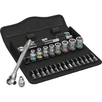 Wera 8100 SA 10 Zyklop Metal-Knarrensatz, Durchsteckvierkant, 1/4"-Antrieb, zöllig, 28-teilig - 05004020001
