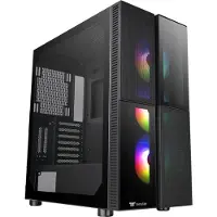 Thermaltake Versa T26 TG ARGB, Midi Tower, PC, Schwarz, ATX, EATX, micro ATX, Mini-ITX, SPCC, Gaming