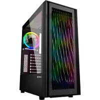 Sharkoon RGB Wave, Desktop, PC, Schwarz, ATX, micro ATX, Mini-ITX, Multi, Rücken, Vorderseite