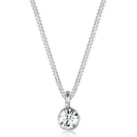 Elli Silberkette "Halskette Solitär Rund 925 Silber, mit Kristallen von Swarovski" Gr. 55, silber, Halsketten, Damen, 55, Silber 925 (Sterlingsilber), Silberkette