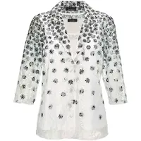 Goldner Festtagsoutfit mit Spitzen-Details in cremeweiß / schwarz / gemustert | Gr.: 46
