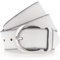 Tamaris Ledergürtel "Charlotte Silver", Damen, Gr. 115, weiß, Leder, unifarben, Gürtel Ledergürtel, mit halbrunder Dornschließe in poliertem Silber, 4 cm breit