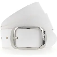 Tamaris Ledergürtel "Carmen Silver", Damen, Gr. 120, weiß, Rindsleder, unifarben, Gürtel Ledergürtel, aus Rindsleder, mit Doppelschließe, 4 cm breit