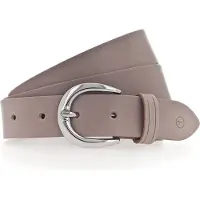 Tamaris Ledergürtel "Clara Silver", Damen, Gr. 115, grau (taupe), Rindsleder, unifarben, Basic, Gürtel Ledergürtel, mit glänzender silberfarbener Schließe, unifarben, 3 cm breit, Topseller