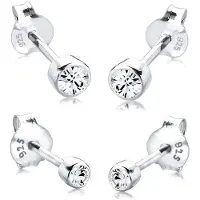 Elli Ohrstecker-Set "Ohrringe Ohrstecker Set Weiß 925 Sterling Silber, mit Kristallen von Swarovski", silber, Ohrringe, Damen, Silber 925 (Sterlingsilber), Ohrstecker-Set
