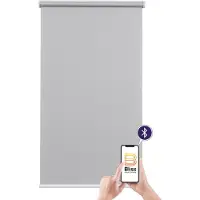 Sunlines Elektrisches Rollo "Mosaik" blickdicht mit Bohren freihängend appgesteuert via Bluetooth, mit Akku und Motor, weißer Fallstab