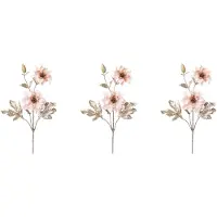 Creativ Green Winterliche Kunstpflanze "Weihnachtsdeko", rosa, B:25cm H:72cm T:10cm, Polyester, Kunstpflanzen, Winterliche Kunstpflanze, mit je 3 Blüten pro Zweige, 3er-Set