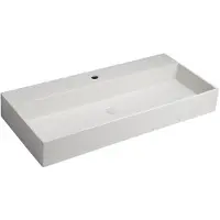 Sapho QUADRADO Betonwaschbecken mit Auslauf, 96x44cm, weißer Sandstein