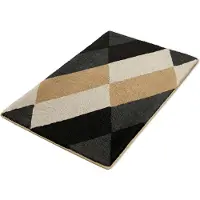 Kleine wolke Badematte "Ayana, Badvorleger, Badezimmer Teppich", schwarz, H:15mm, Polyacryl, Badematten, Badematte, Badteppich, modernes Rauten Design, leichter Hoch-Tief Effekt