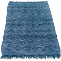 Tom Tailor Badematte HOME "Vintage Wash, Badvorleger, Badezimmer Teppich", blau (denim), H:6mm, Baumwolle, Badematten, Badematte, Badteppich, Uni Farben, Rauten Muster, mit Fransen, reine Baumwolle