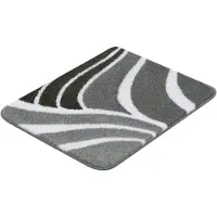 Kleine wolke Badematte "Flame, Badvorleger, Badezimmer Teppich", grau (anthrazit), H:15mm, Polyacryl, Badematten, Badematte, Badteppich, modernes Wellen Design