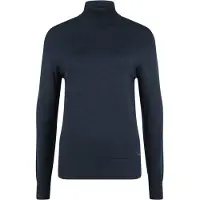 Oxmo Rollkragenpullover "Rollkragenpullover OXWinala", Damen, Gr. M, blau (total eclipse), Obermaterial: 70% Viskose CV. 30% Nylon NY., Pullover Rollkragenpullover