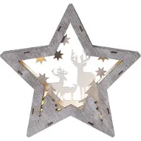 Star Trading LED-Dekostern Fauna aus Holz, Höhe 24 cm