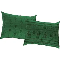 Wirth Dekokissen "Romo" Gr. 1, grün (grün, gemustert), B:40cm L:60cm, Baumwolle, Polyester, Dekokissen_Sitzkissen_Kissenhüllen, Dekokissen, Kissenhülle ohne Füllung, 2 Stück